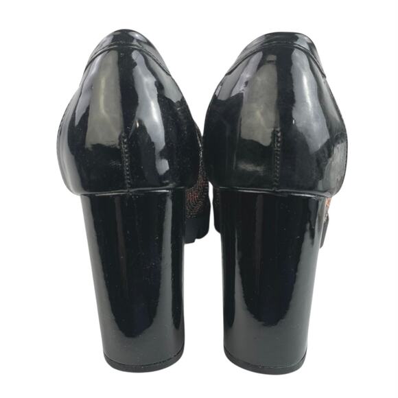 Betsey Johnson Adelyn Multicolor Plaid Rhinestone Glitter Heeled Loafer Size 11M - Picture 4 of 7